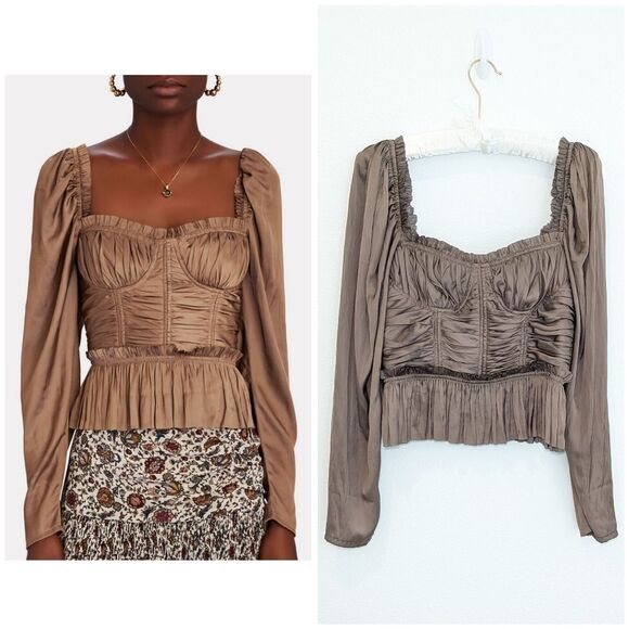 Ulla Johnson Tops - NWT Ulla Johnson Mia Satin Sweetheart Blouse in Mica